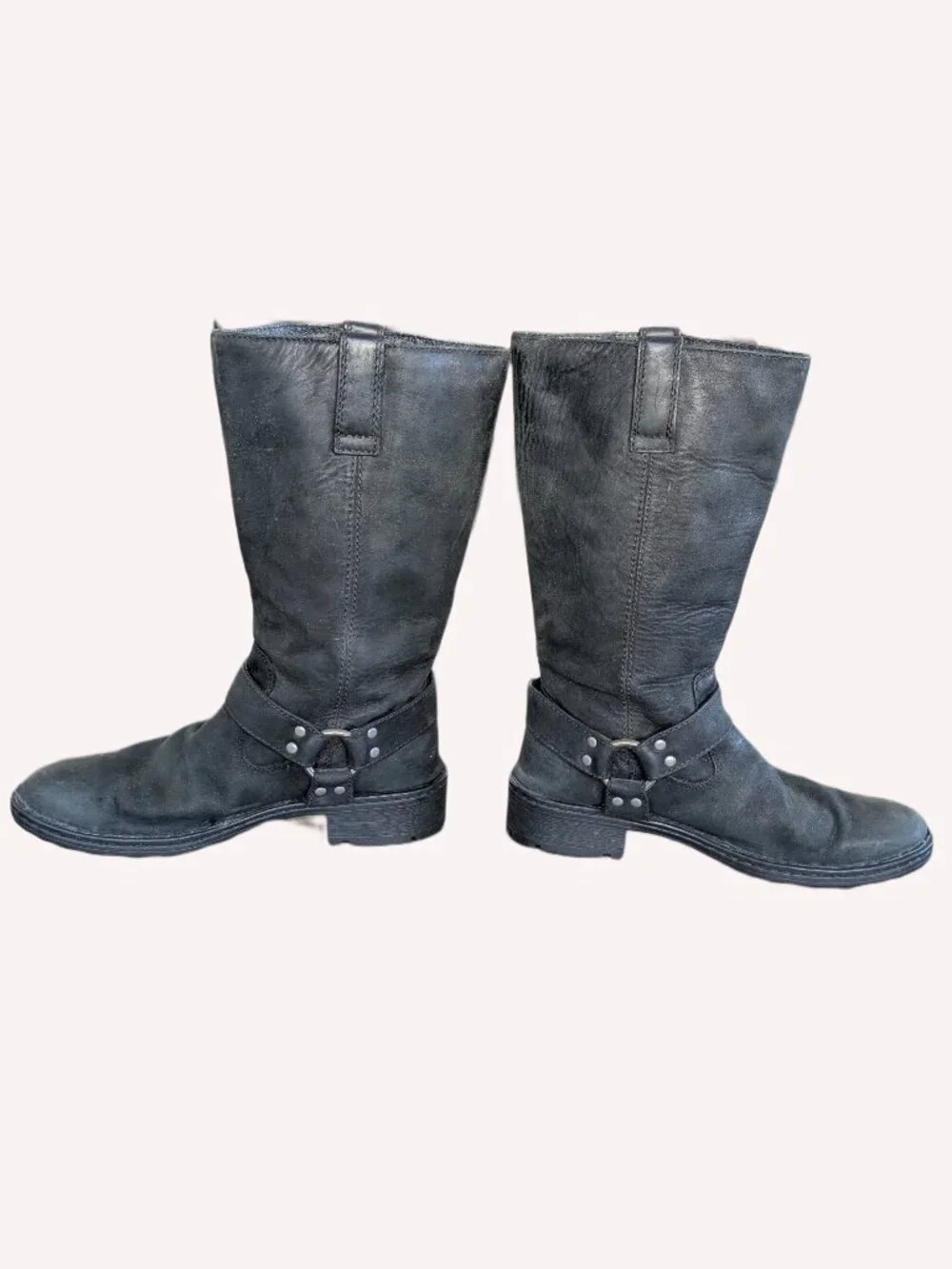 Born Black Leather Women's Pull On Motorcycle Boots - Size 8.5 - Picture 4 of 13
